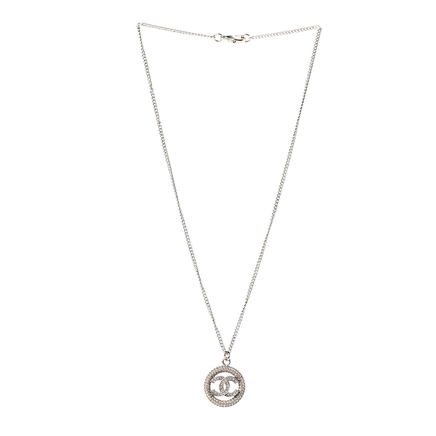 Crystal CC Medallion Pendant Necklace Gold