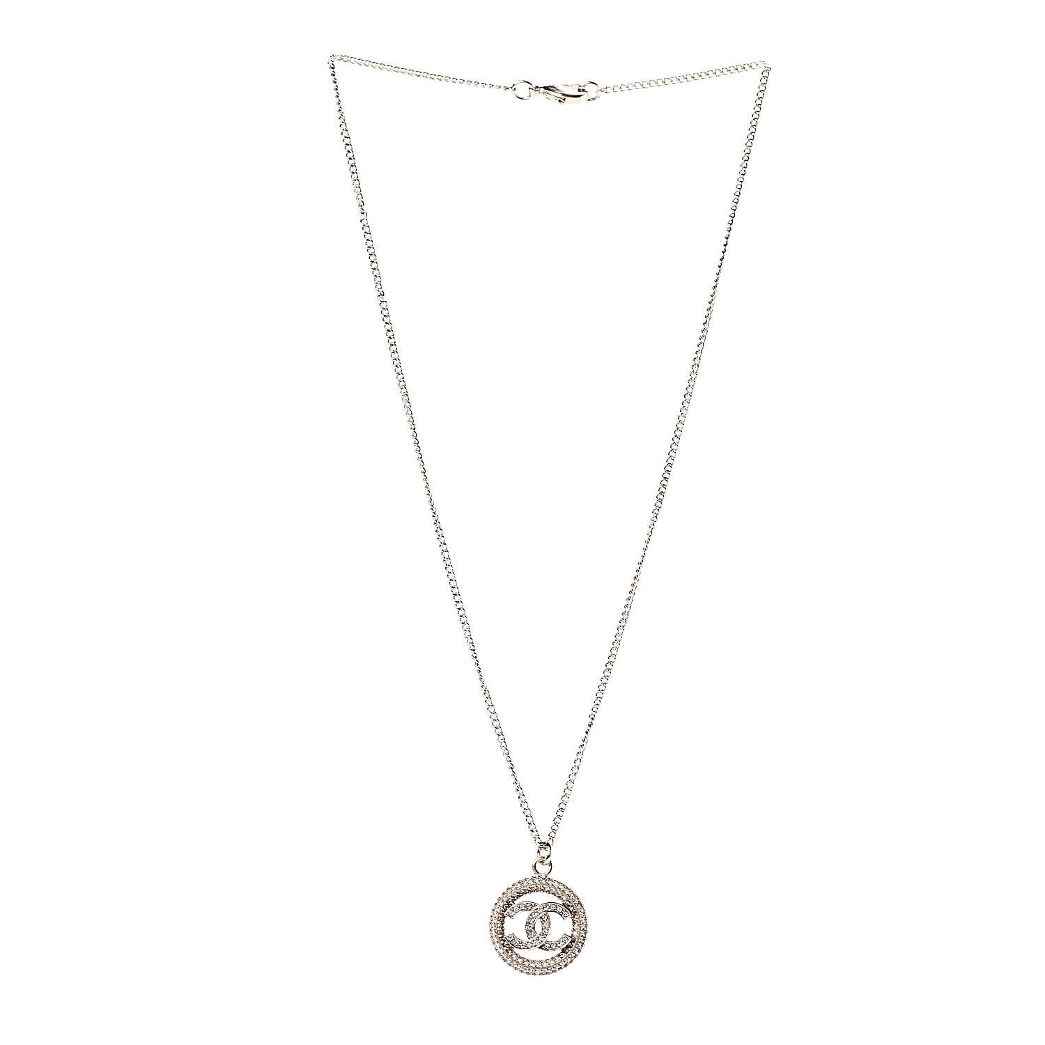 Chanel Crystal CC Medallion Pendant Necklace Gold 3 of 6