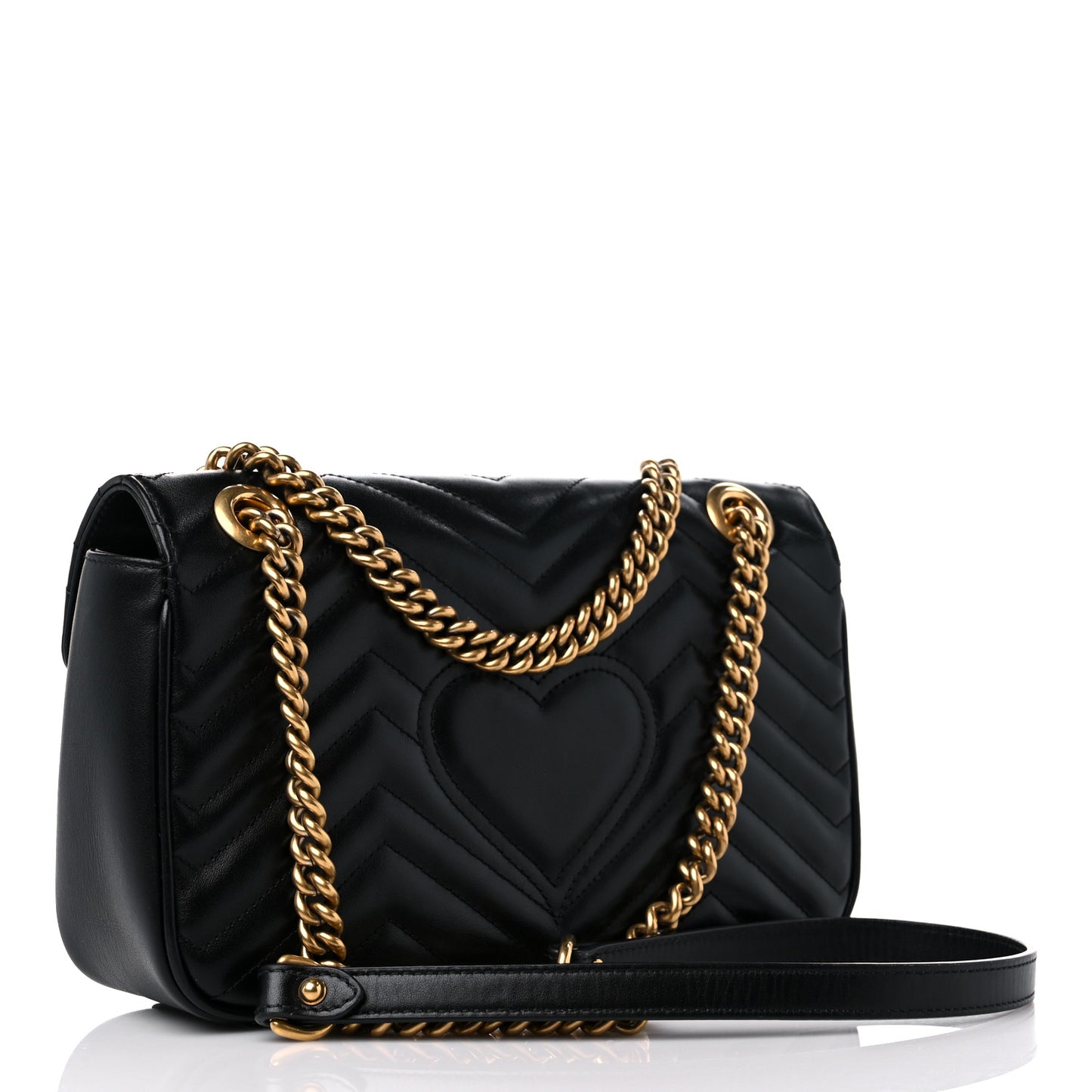 Calfskin Matelasse Small GG Marmont Shoulder Bag Black