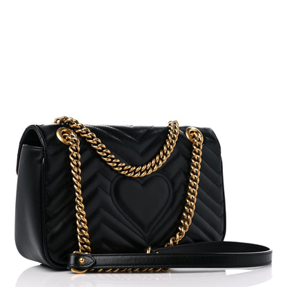 Gucci Calfskin Matelasse Small GG Marmont Shoulder Bag Black 3 of 10