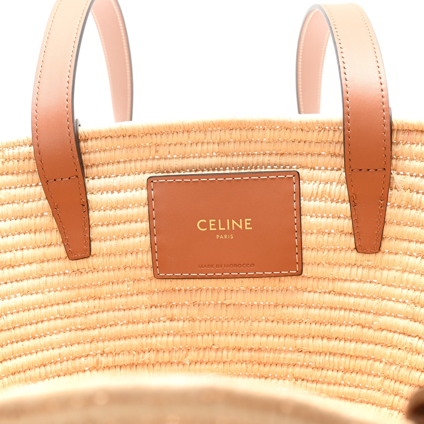 Braided Raffia Calfskin Triomphe Small Panier Tan