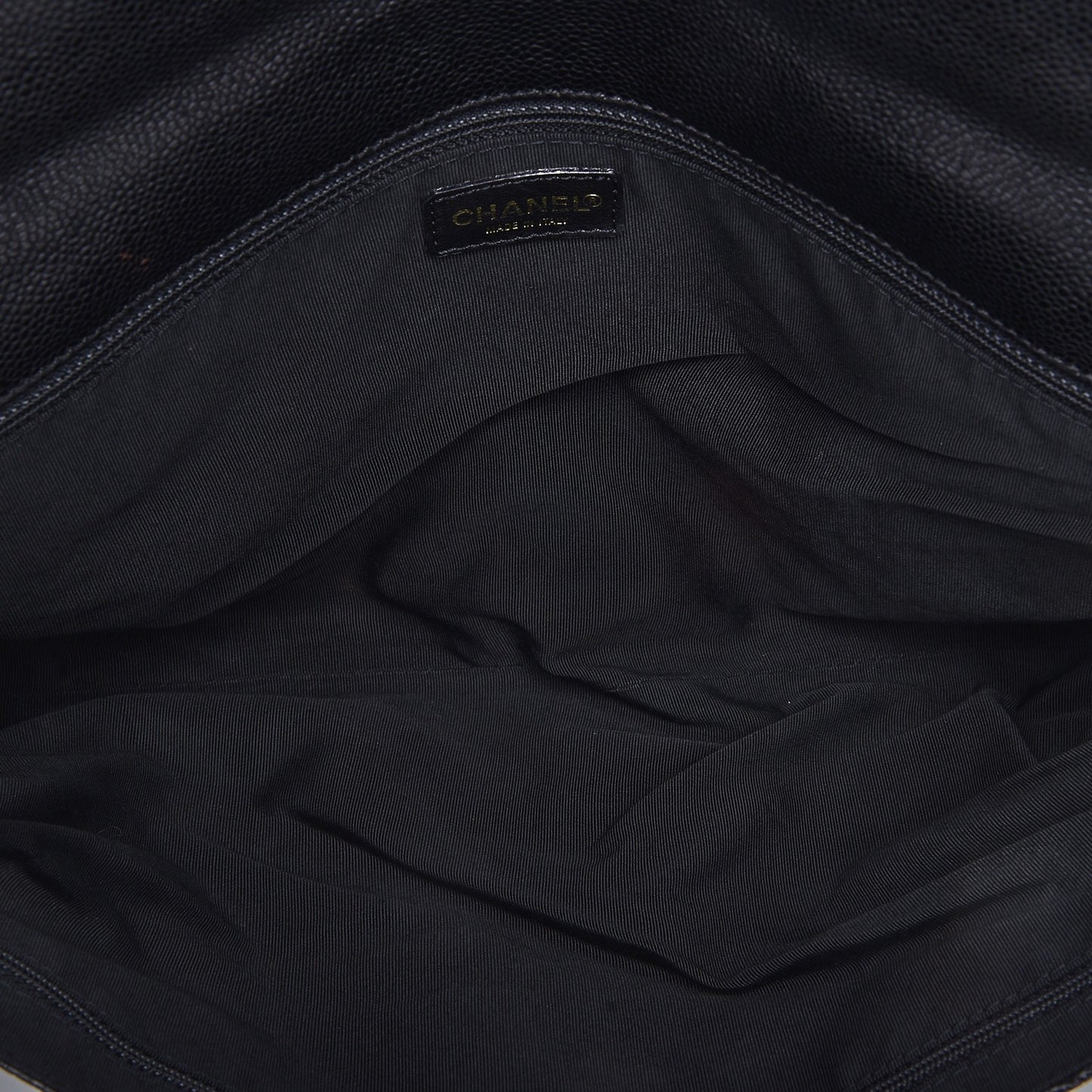 Caviar Diamond Stitch Oversized Flap Clutch Black