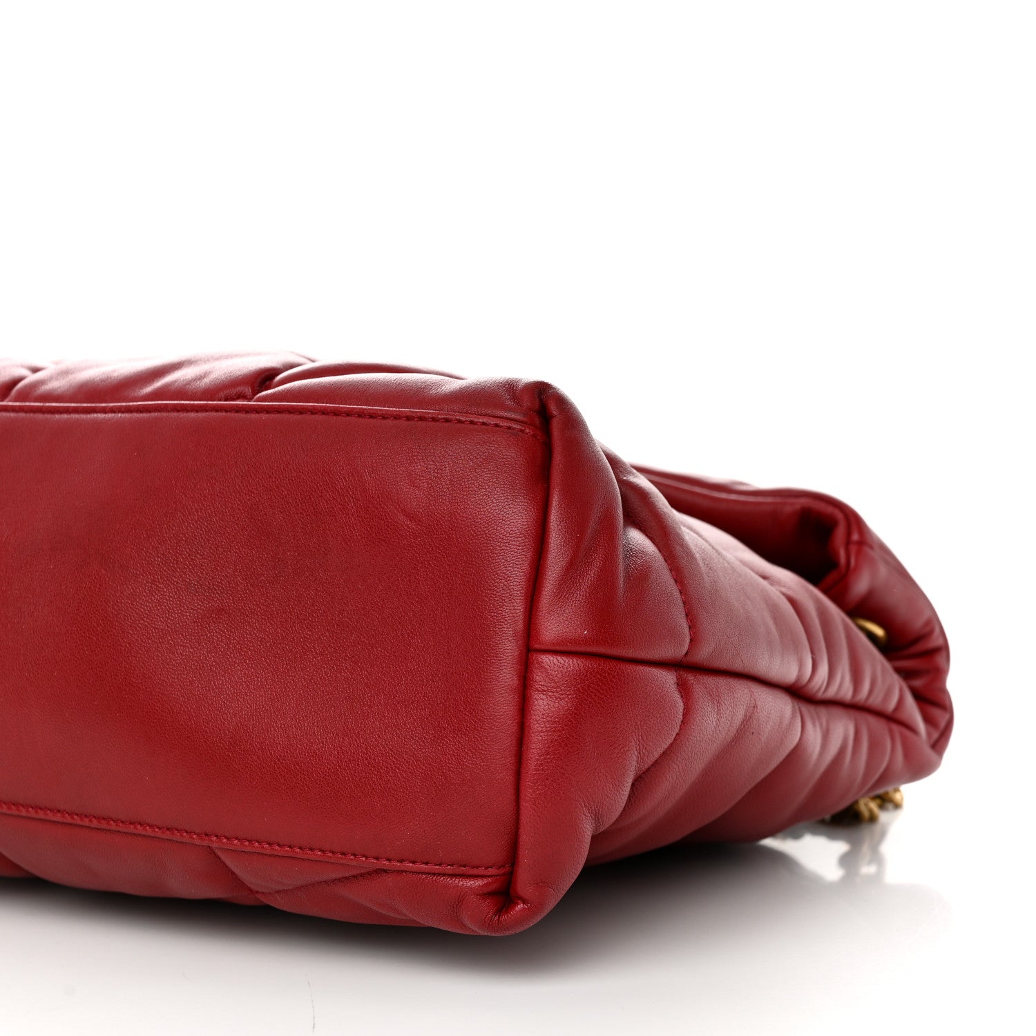 Saint Laurent Lambskin Quilted Medium Loulou Puffer Monogram Chain Satchel Opyum Red 11 of 12