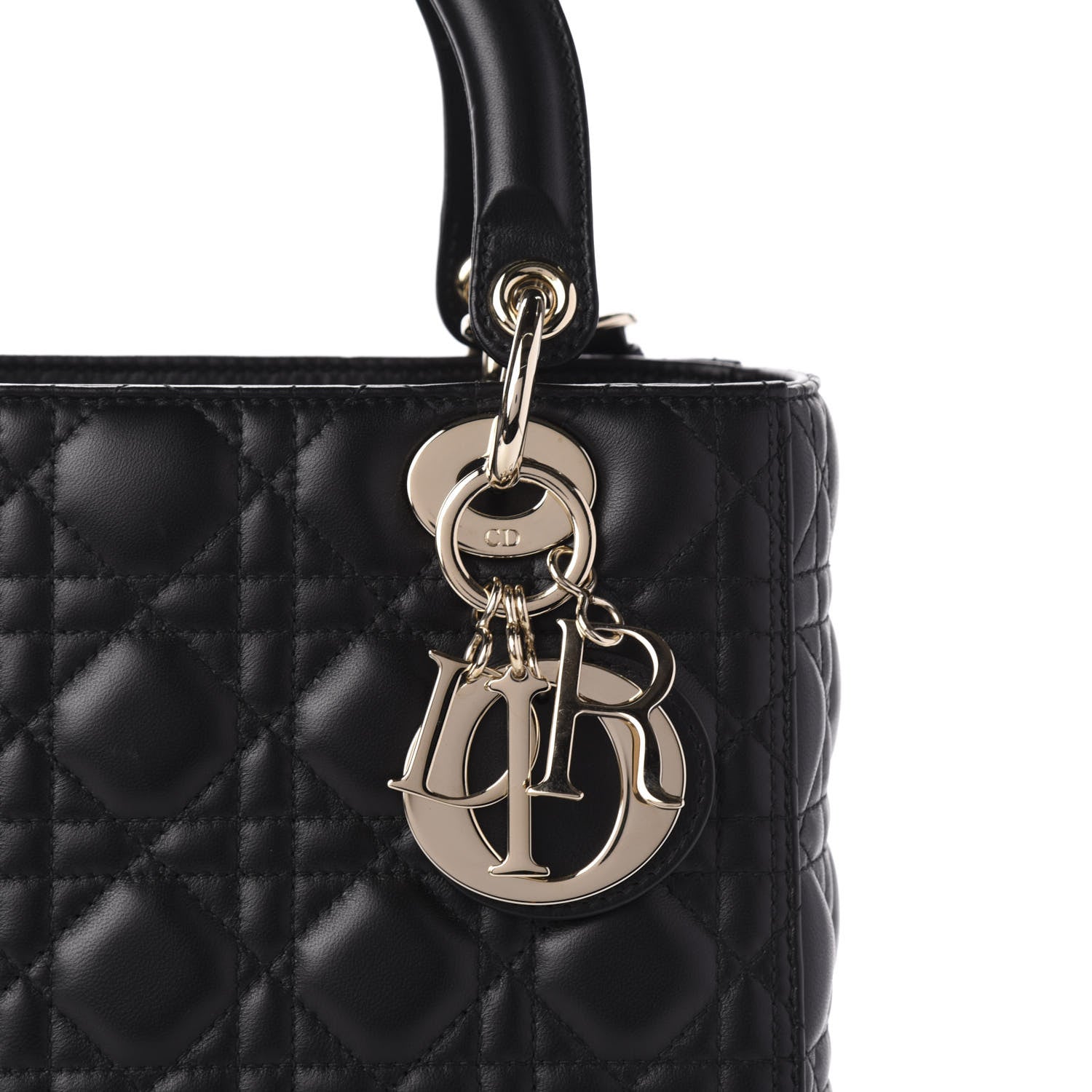 Christian Dior Lambskin Cannage Medium Lady Dior Black 10 of 11