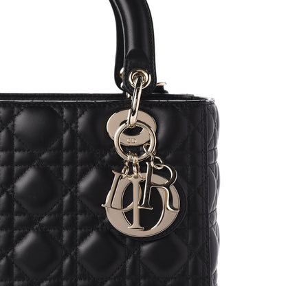 Christian Dior Lambskin Cannage Medium Lady Dior Black 10 of 11