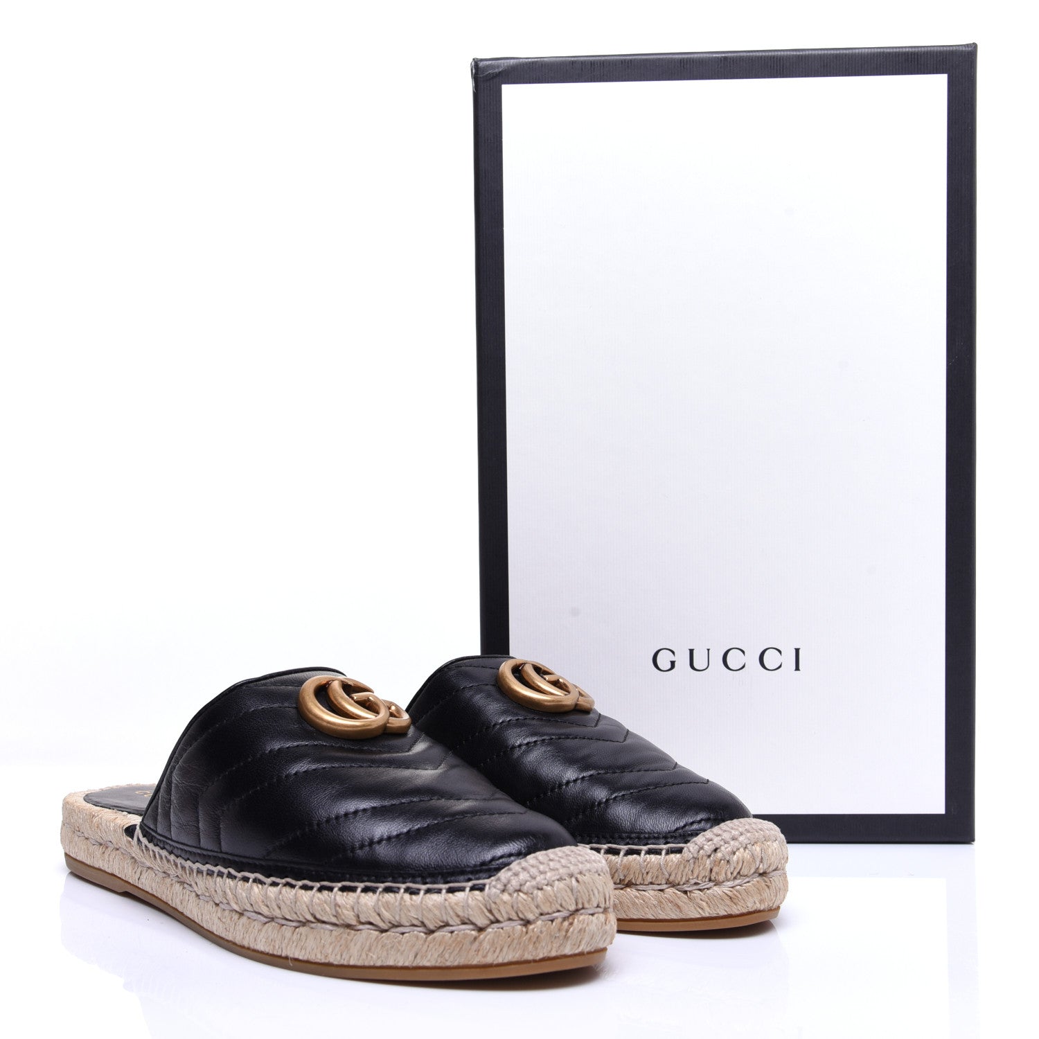 Gucci Nappa Matelasse GG Marmont Espadrille Slippers 37.5 Black 13 of 13