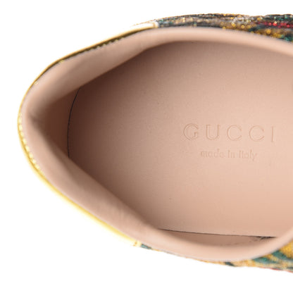 Gucci Jacquard Web Embroidered Womens New Ace Sneakers 37 Gold Green 8 of 8