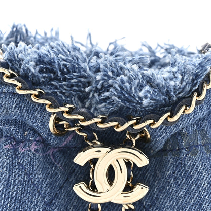 Chanel Denim Quilted Mood Mini Bucket With Chain Blue Multicolor 8 of 13