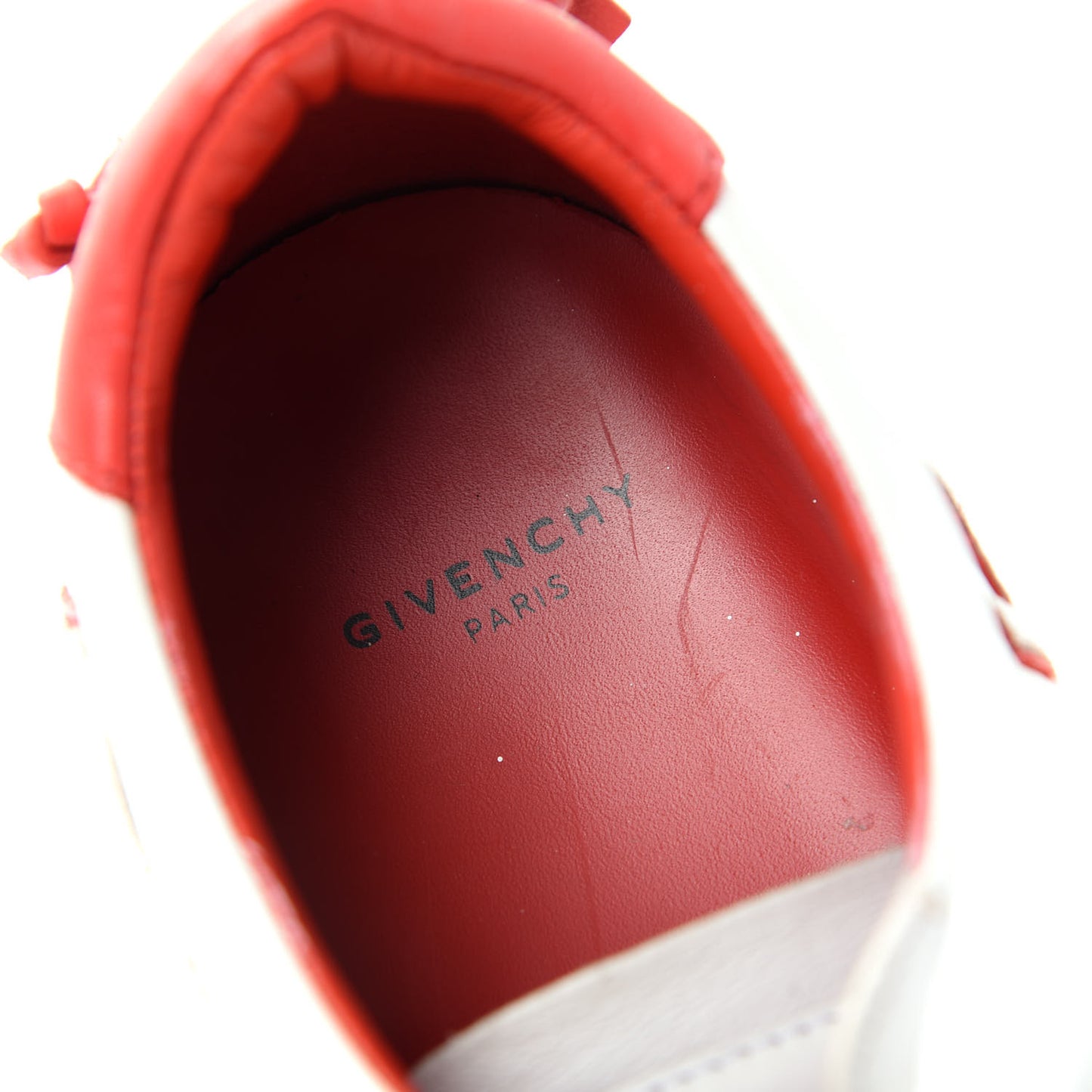 Calfskin Reverse Logo Womens Urban Street Sneakers 38.5 White Red