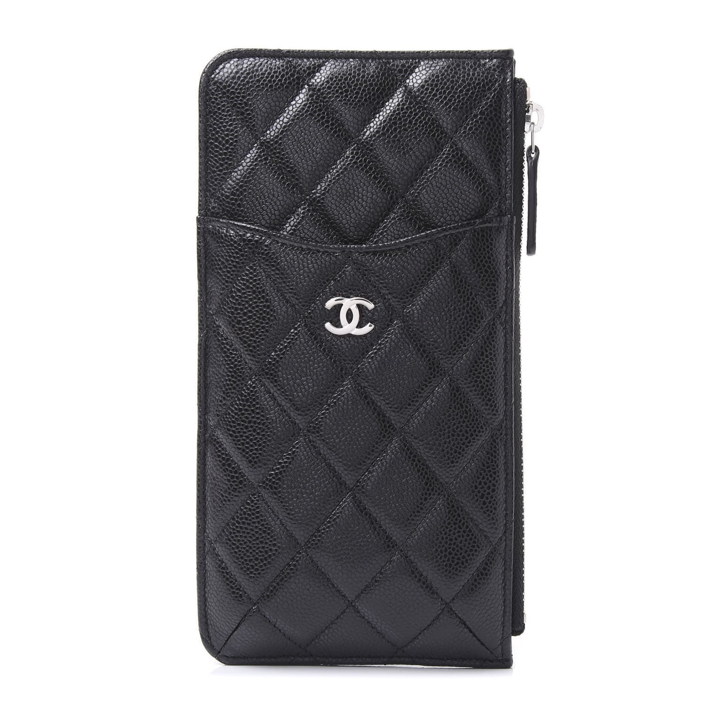 Caviar Quilted Classic Flat Wallet Pouch Black