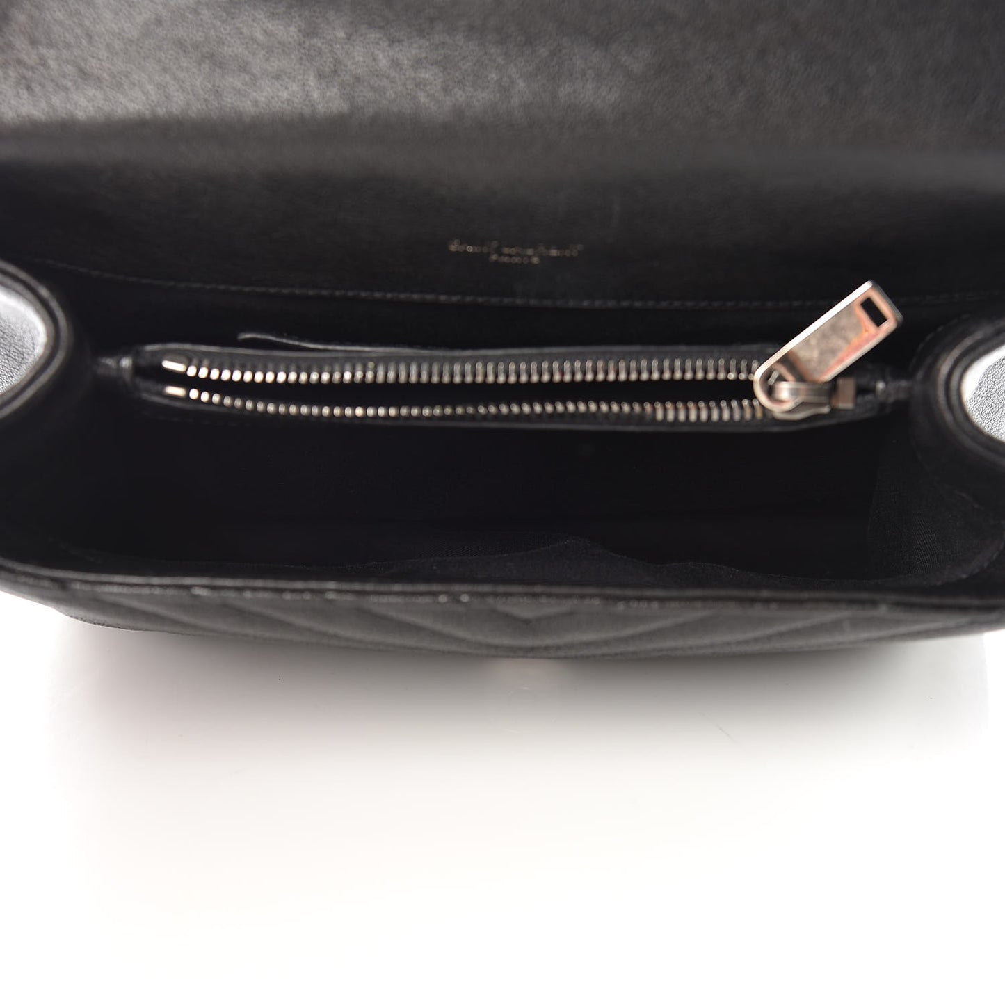 Sheepskin Matelasse Chevron Monogram Medium College Bag Black