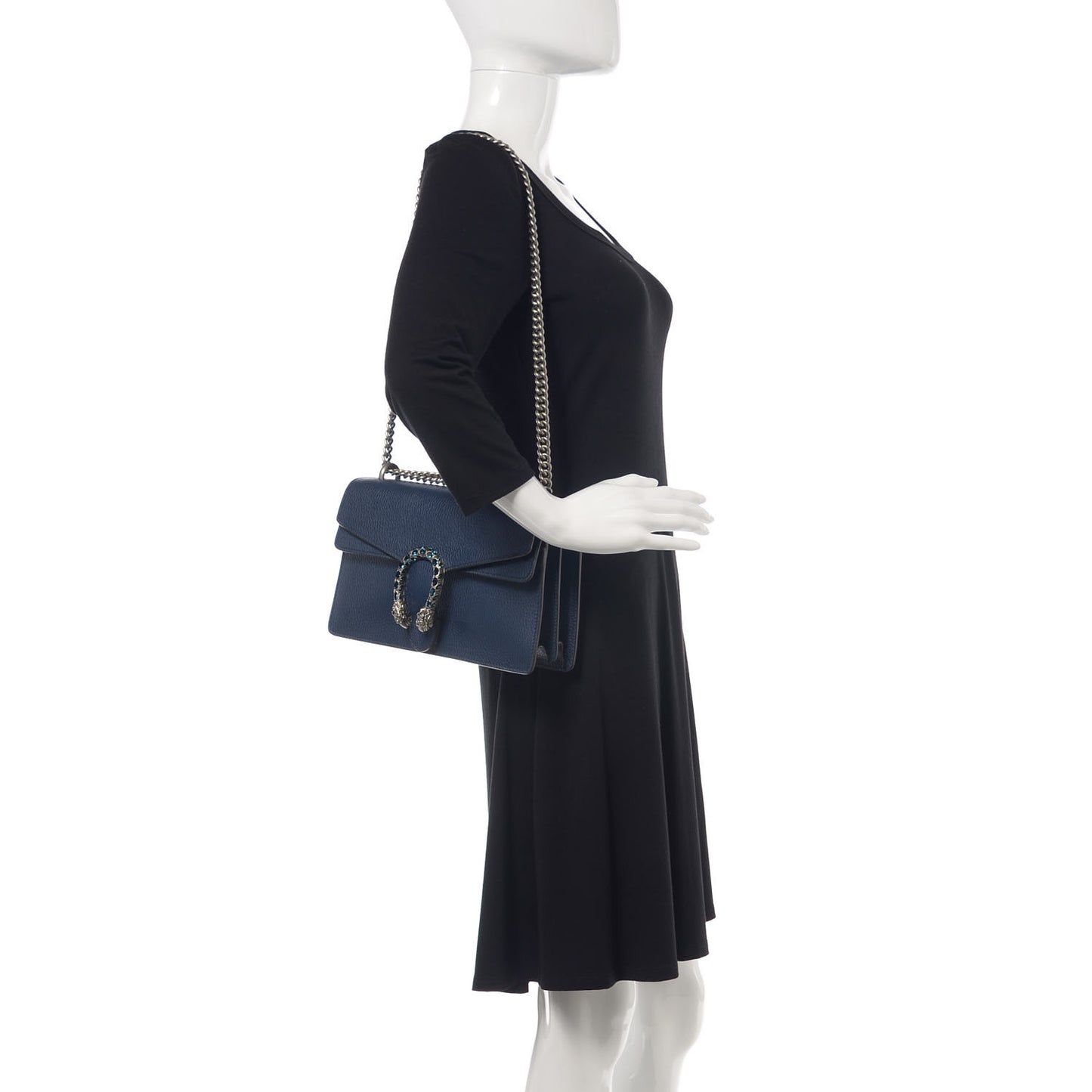 Dollar Calfskin Crystal Small Dionysus Shoulder Bag Blue Agata Montana Sapphire