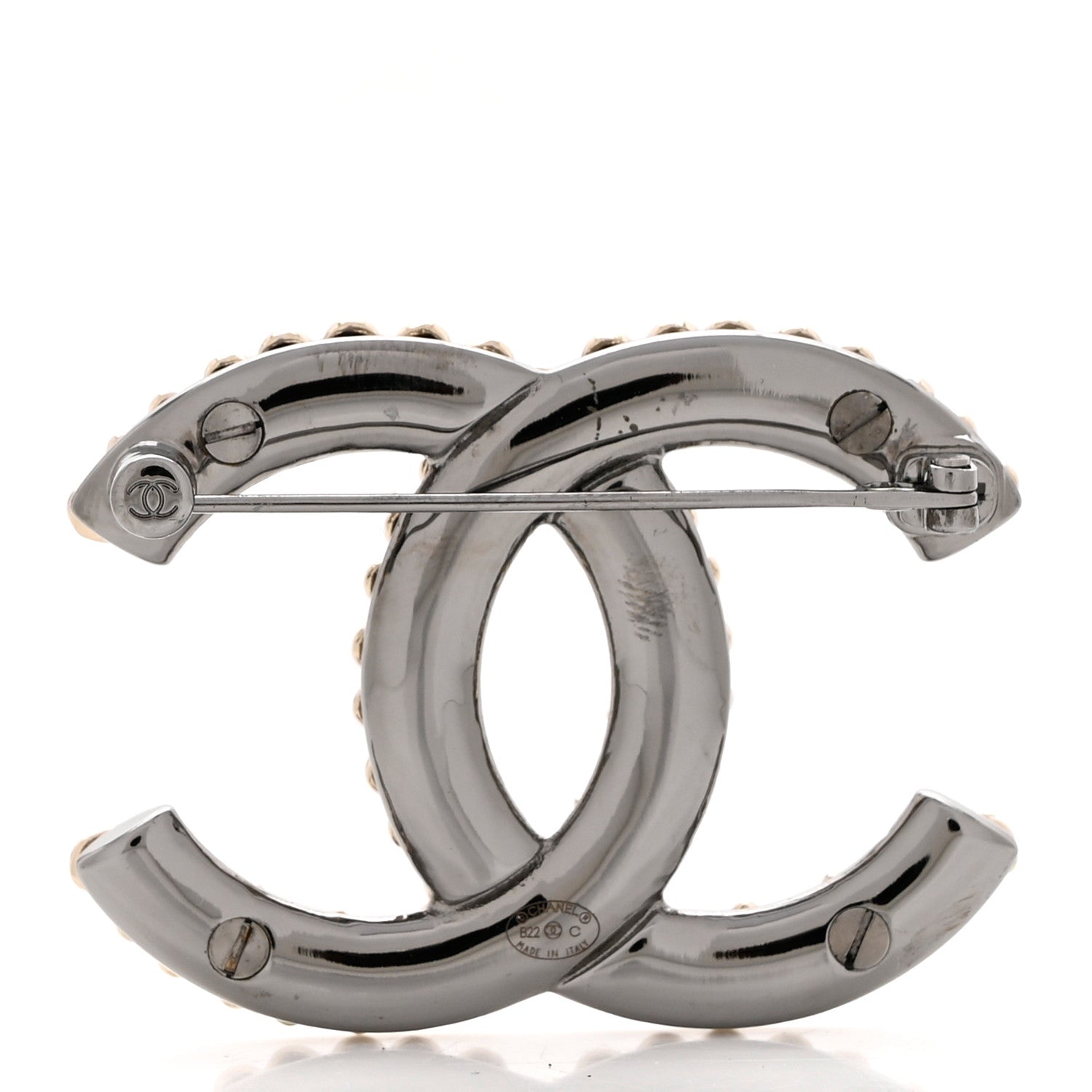 Chanel Metal CC Heart Brooch Gold Silver 3 of 4