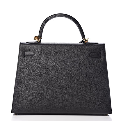 Hermes Togo Kelly Horseshoe Sellier 32 Black Vert Fonce 4 of 41