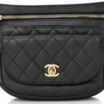 Chanel Calfskin Flap Chain Waist Bag Black 8 of 10