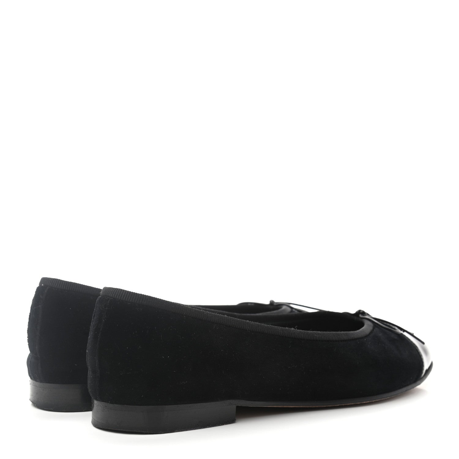 Chanel Velvet Patent Calfskin Cap Toe Ballerina Flats 37 Black 4 of 8