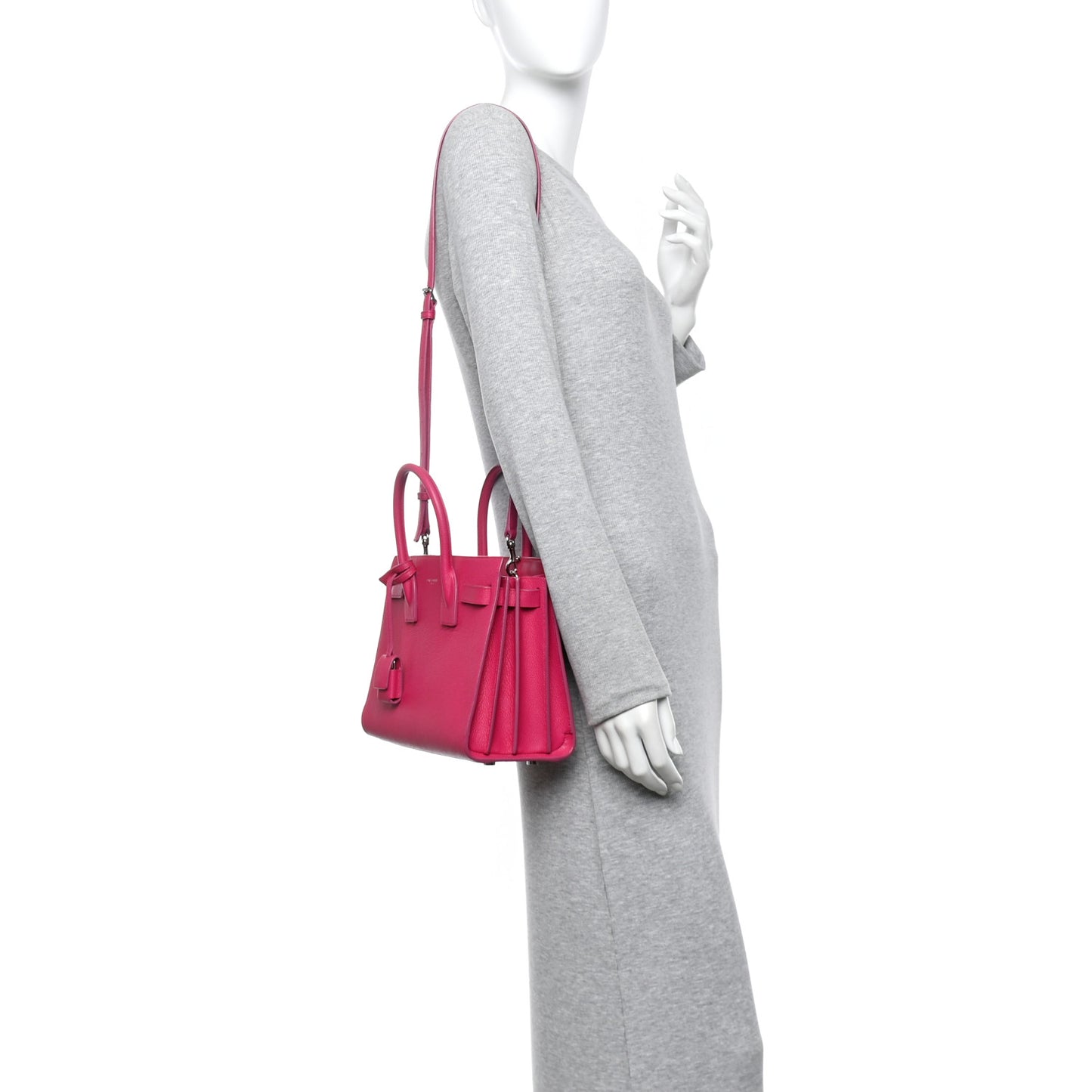 Grained Calfskin Baby Sac De Jour Lipstick Fuchsia