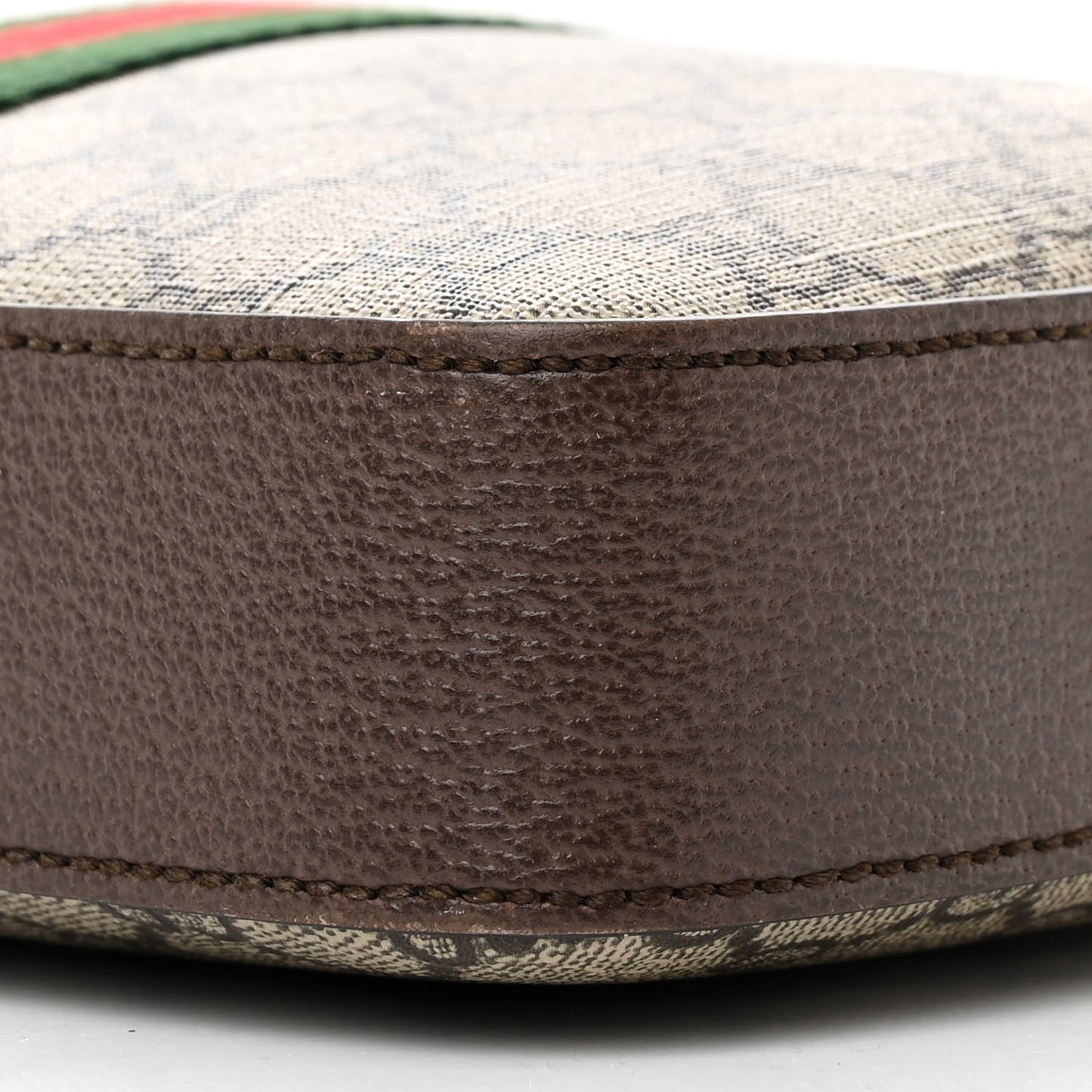 GG Supreme Monogram Textured Dollar Calfskin Web Ophidia Wristlet Shoulder Bag Beige Ebony New Acero