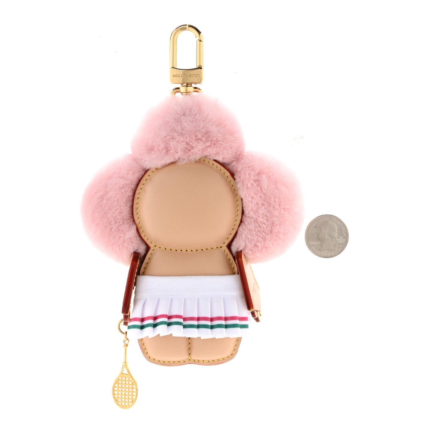 Calfskin Mink Fur Vivienne Fashionista Tennis Bag Charm Black