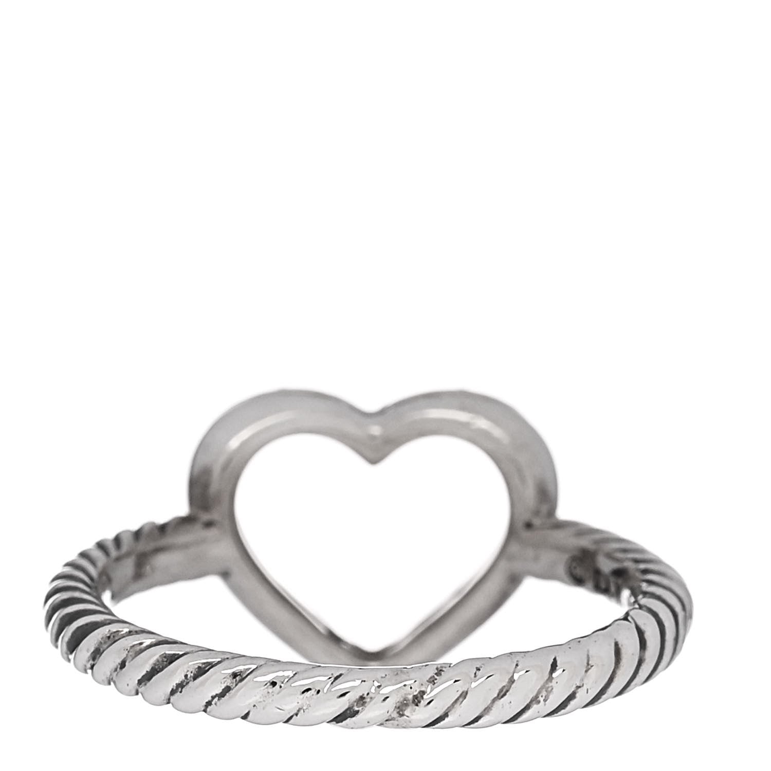 David Yurman Sterling Silver Diamond 10mm Open Heart Ring 52 6 3 of 5