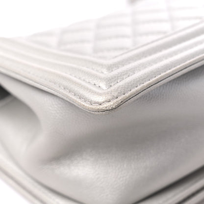 Chanel Metallic Caviar Quilted Medium Boy Flap Silver 10 of 14