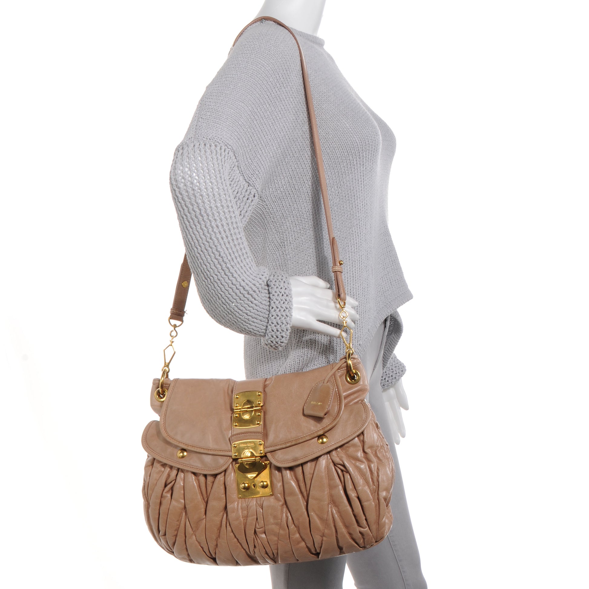 Miu Miu Leather Matelasse Lux Coffer Cammeo 2 of 9