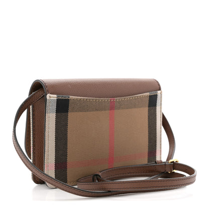 Burberry Grained Calfskin House Check Tartan Mix Hampshire Wallet On Chain Tan 3 of 12