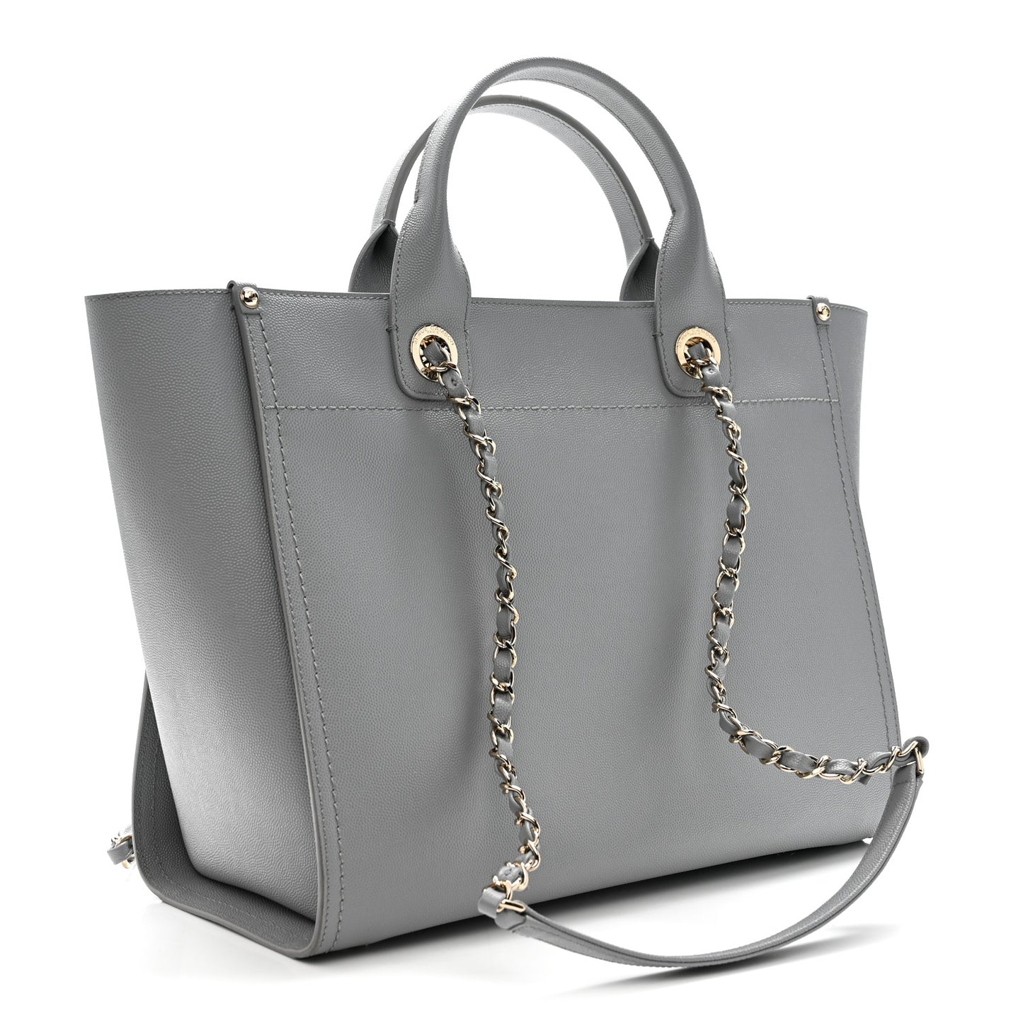 Caviar Studded Medium Deauville Tote Grey