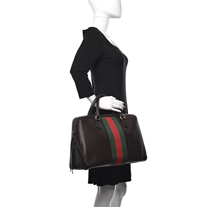 Gucci Calfskin Vintage Web Medium Satchel Dark Brown 2 of 15