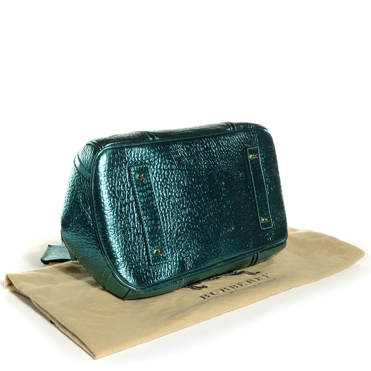 Metallic Calfskin Blaze Satchel Petrol Blue