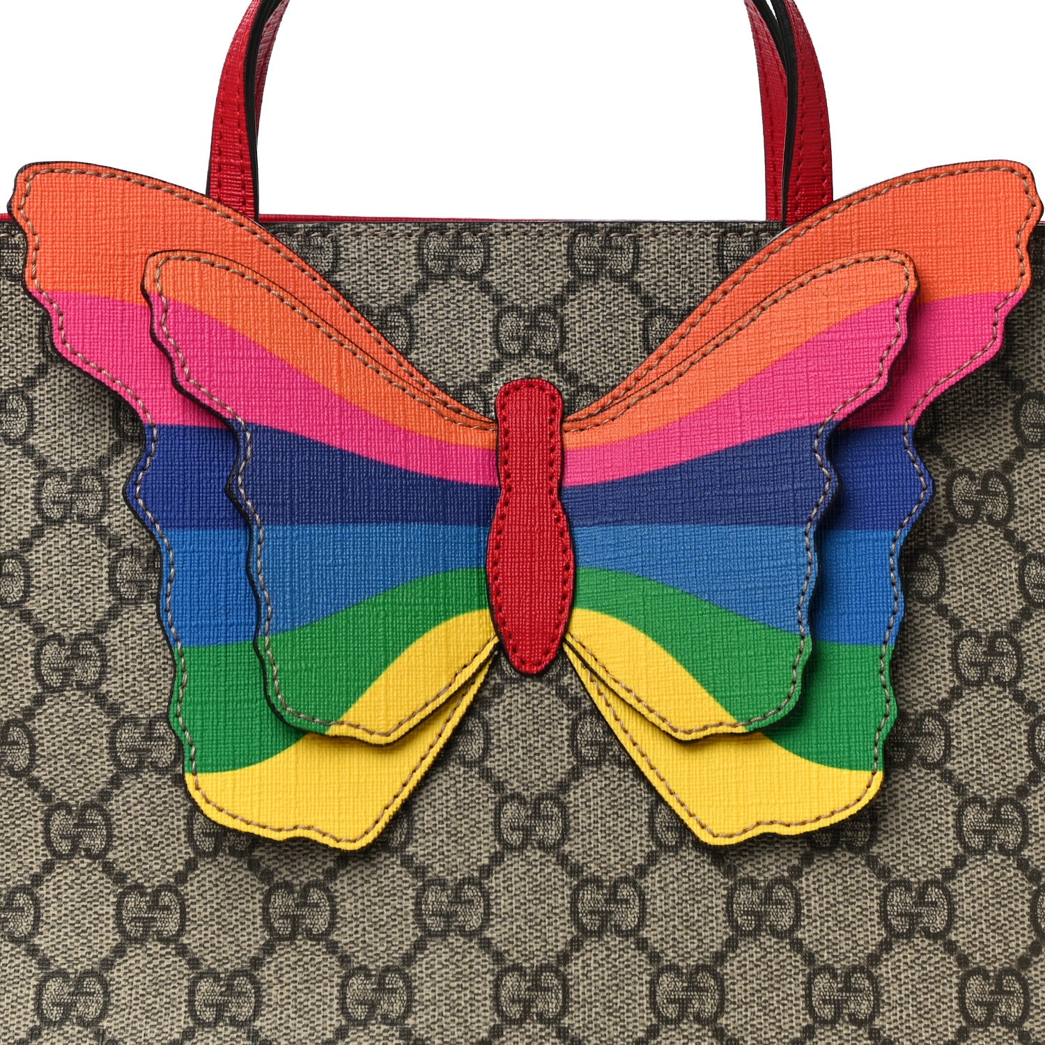 Gucci GG Supreme Monogram Kid's Rainbow Butterfly Tote 9 of 11