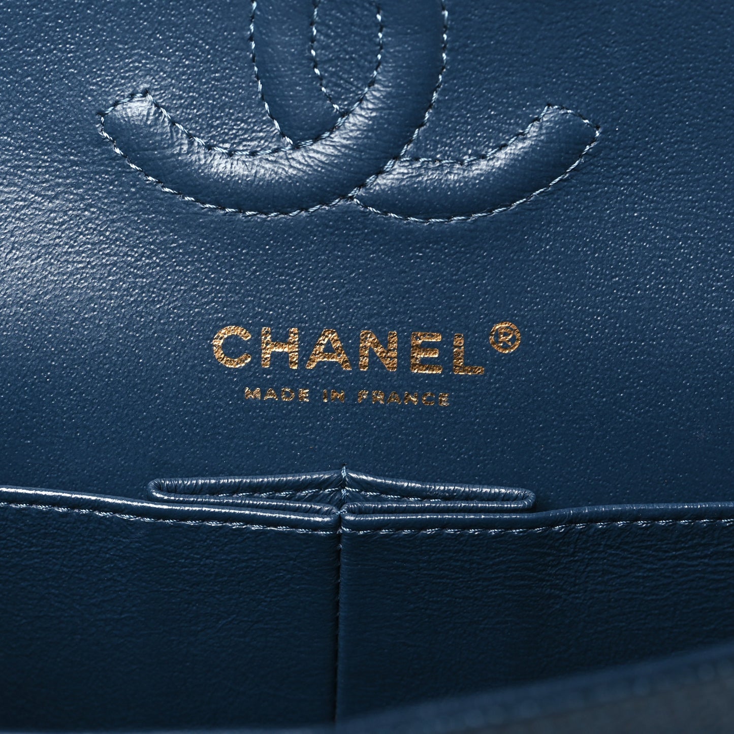 Iridescent Caviar Quilted Small Double Flap Dark Blue
