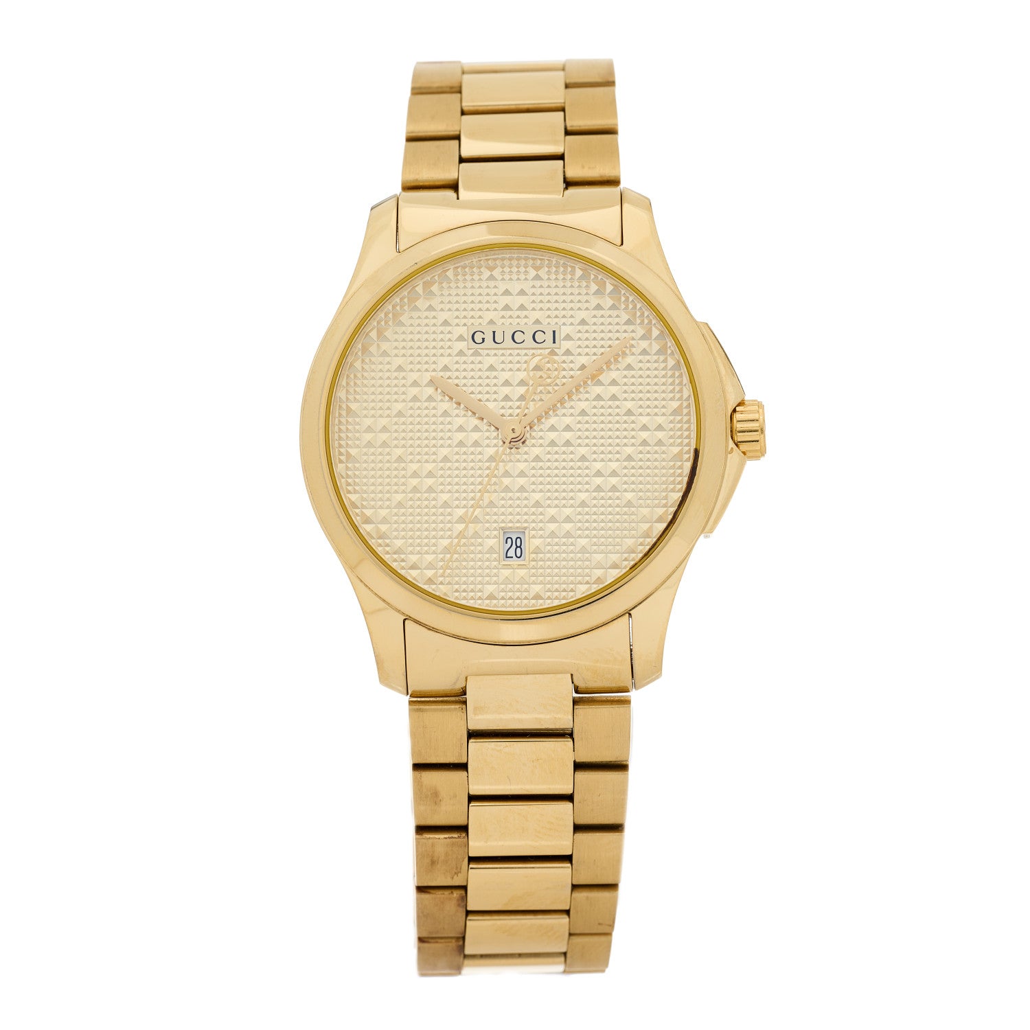 Gucci Stainless Steel 38mm G-Timeless Diamante Quartz Watch Gold 1 of 4