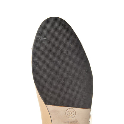 Chanel Lambskin Cap Toe CC Ballerina Flats 40 Beige Black 9 of 15