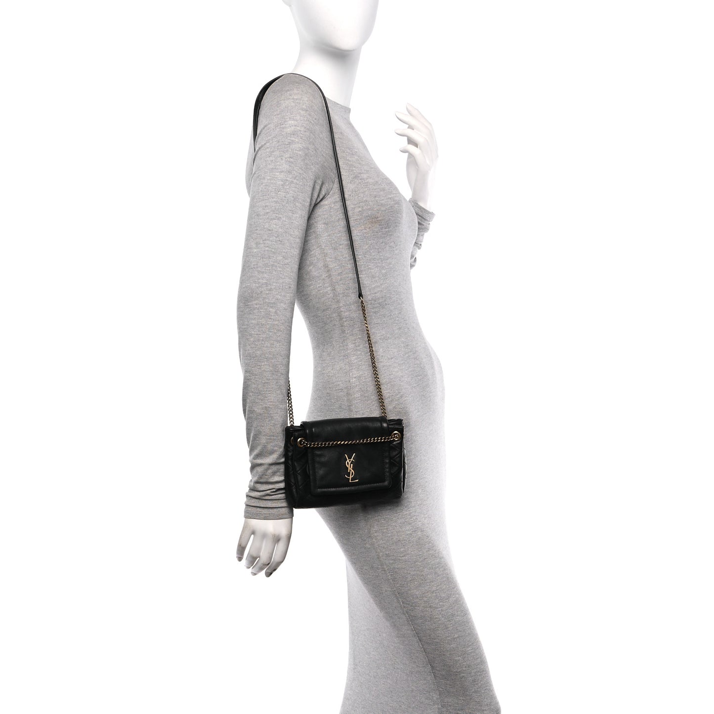 Lambskin Quilted Monogram Mini Nolita Black