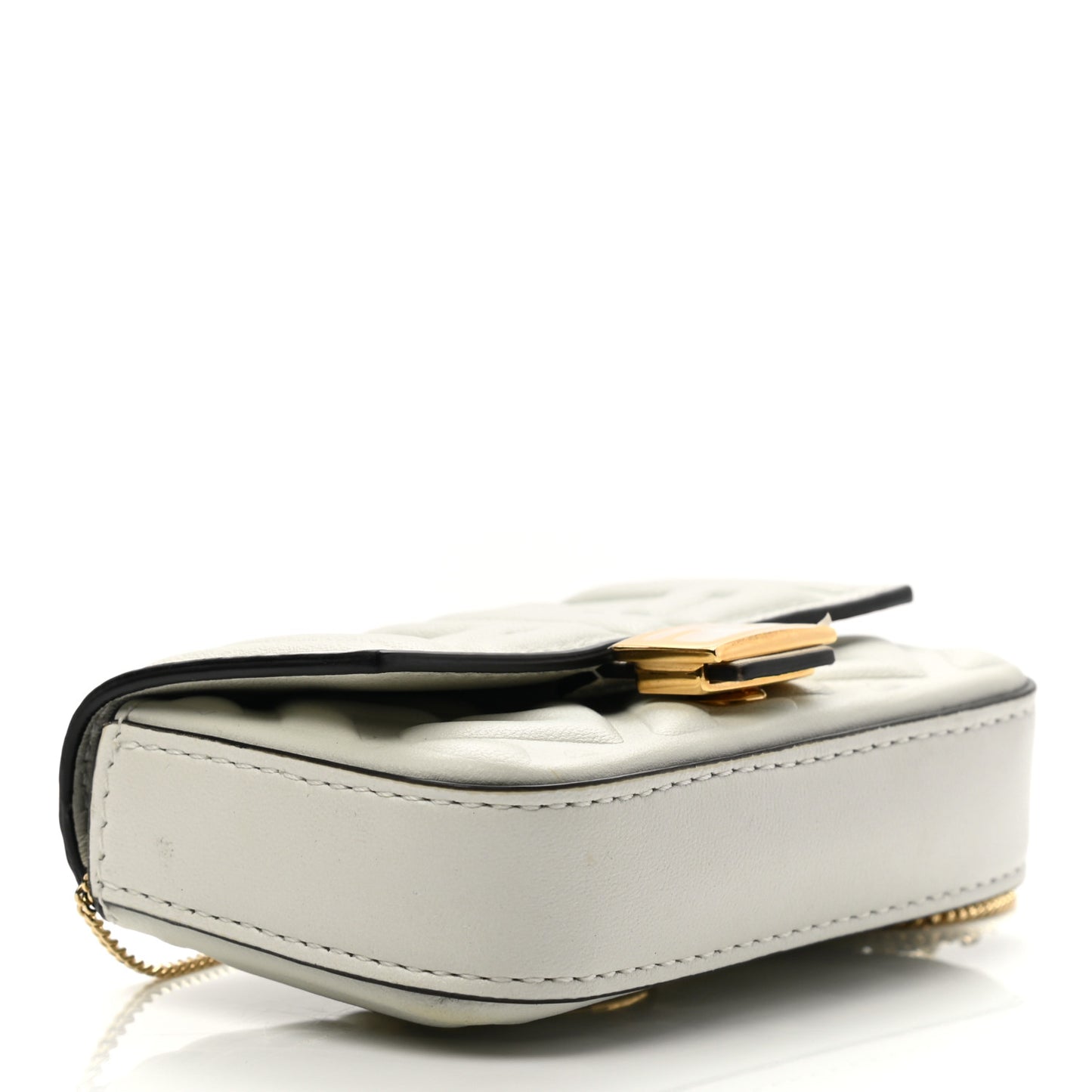 Nappa Matisse FF Embossed Nano Baguette Charm White