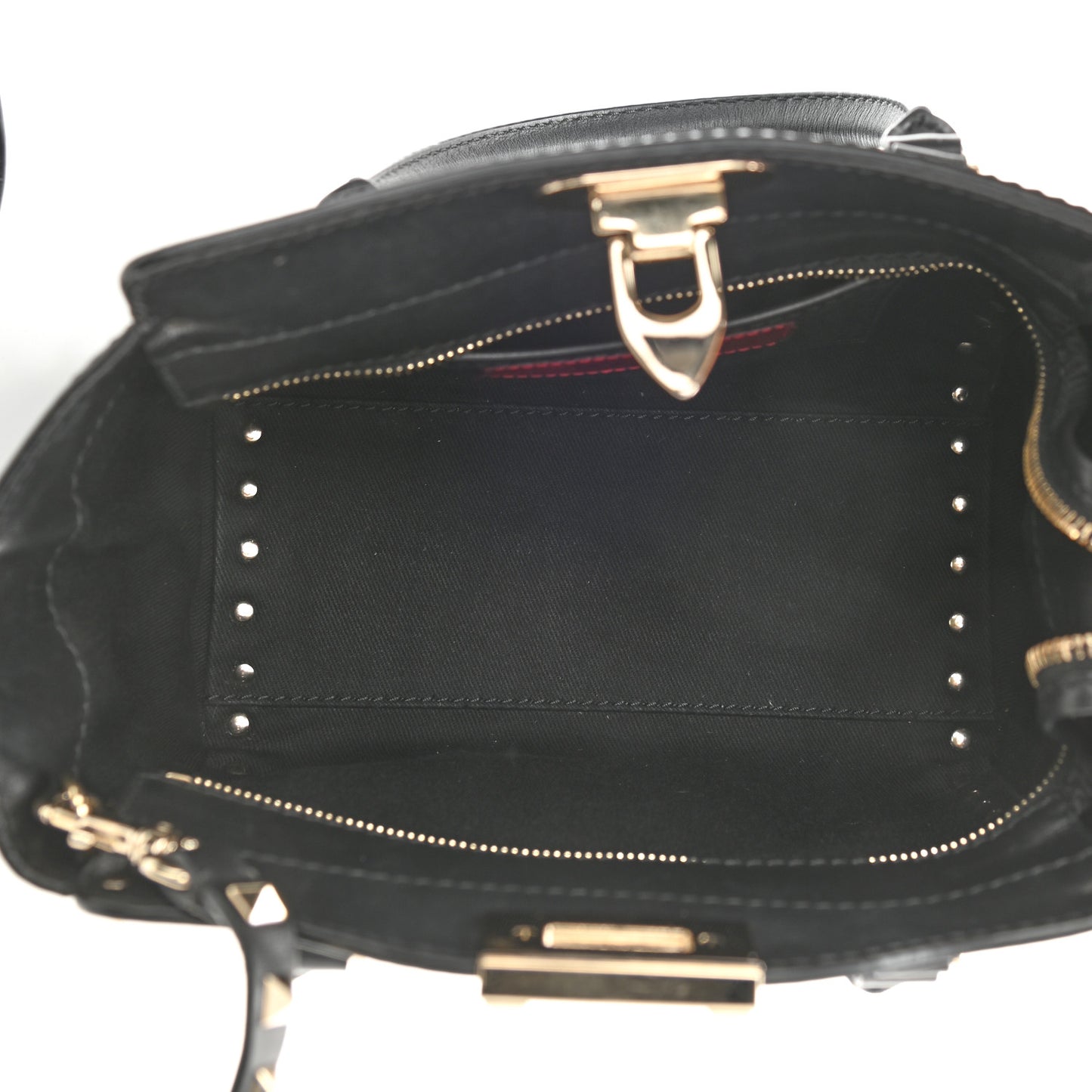 Vitello Mini Rockstud Double Handle Tote Black