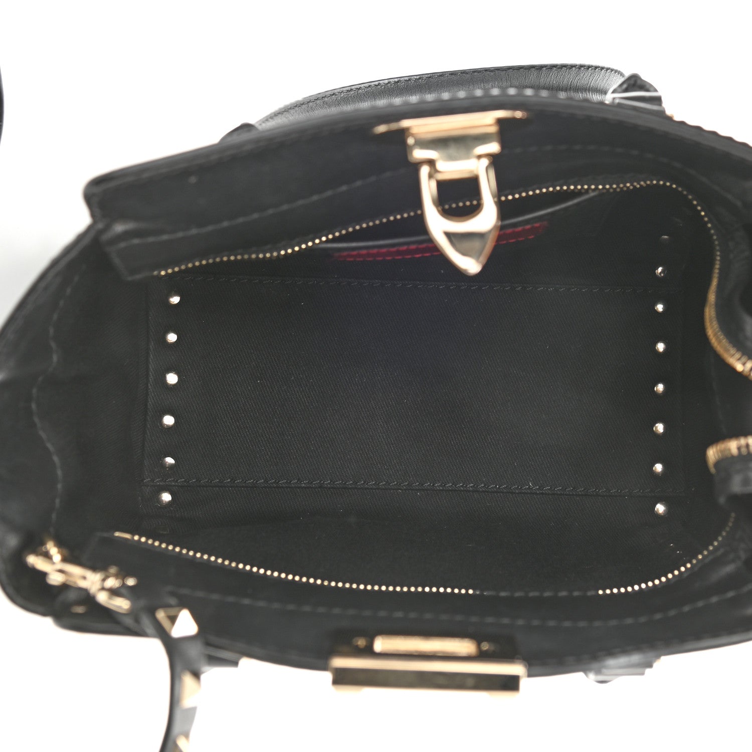 Valentino Garavani Vitello Mini Rockstud Double Handle Tote Black 5 of 7