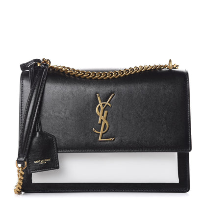 Saint Laurent Calfskin Bi-Color Medium Monogram Sunset Black Pearl White 1 of 9