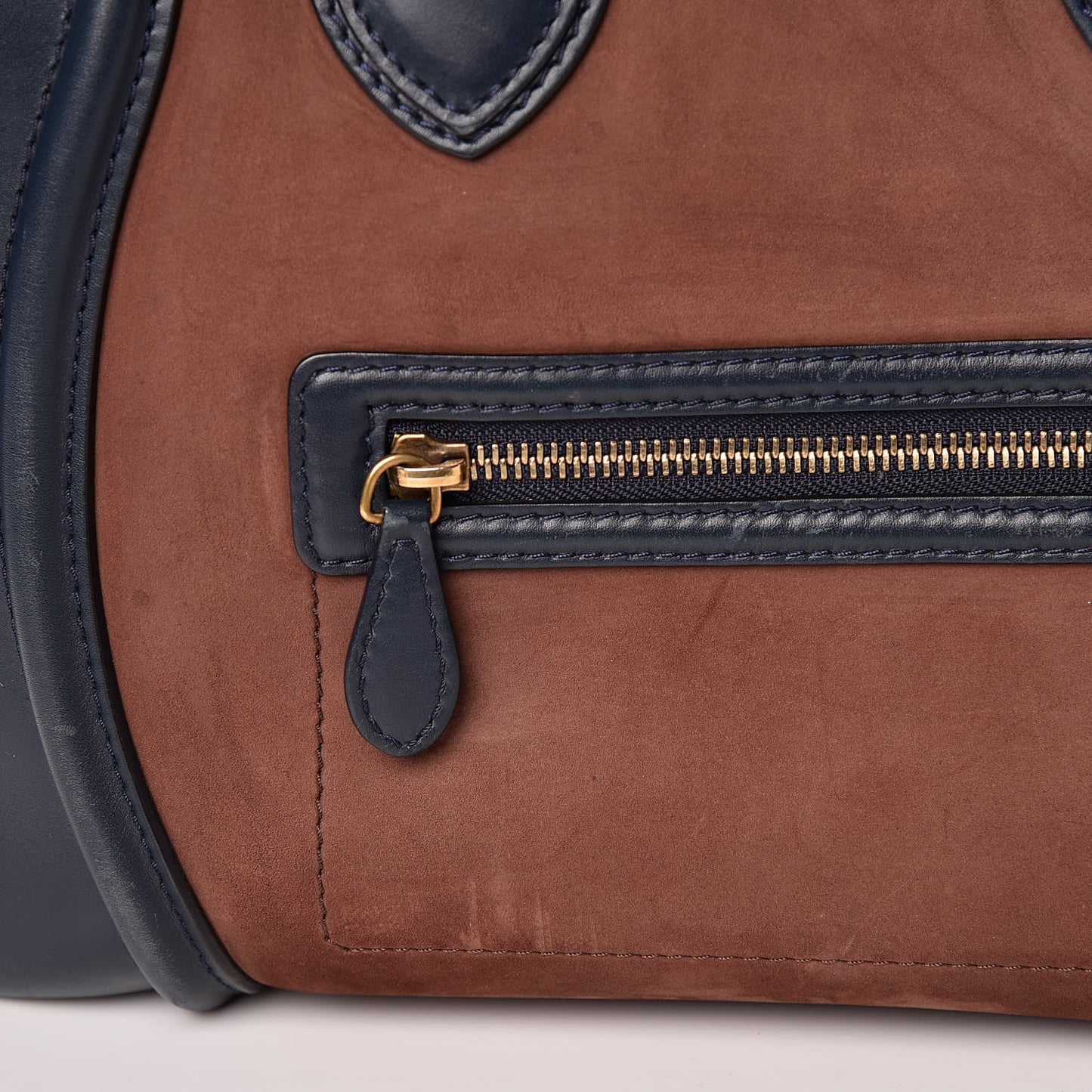Nubuck Smooth Calfskin Mini Tri-Color Luggage Marron