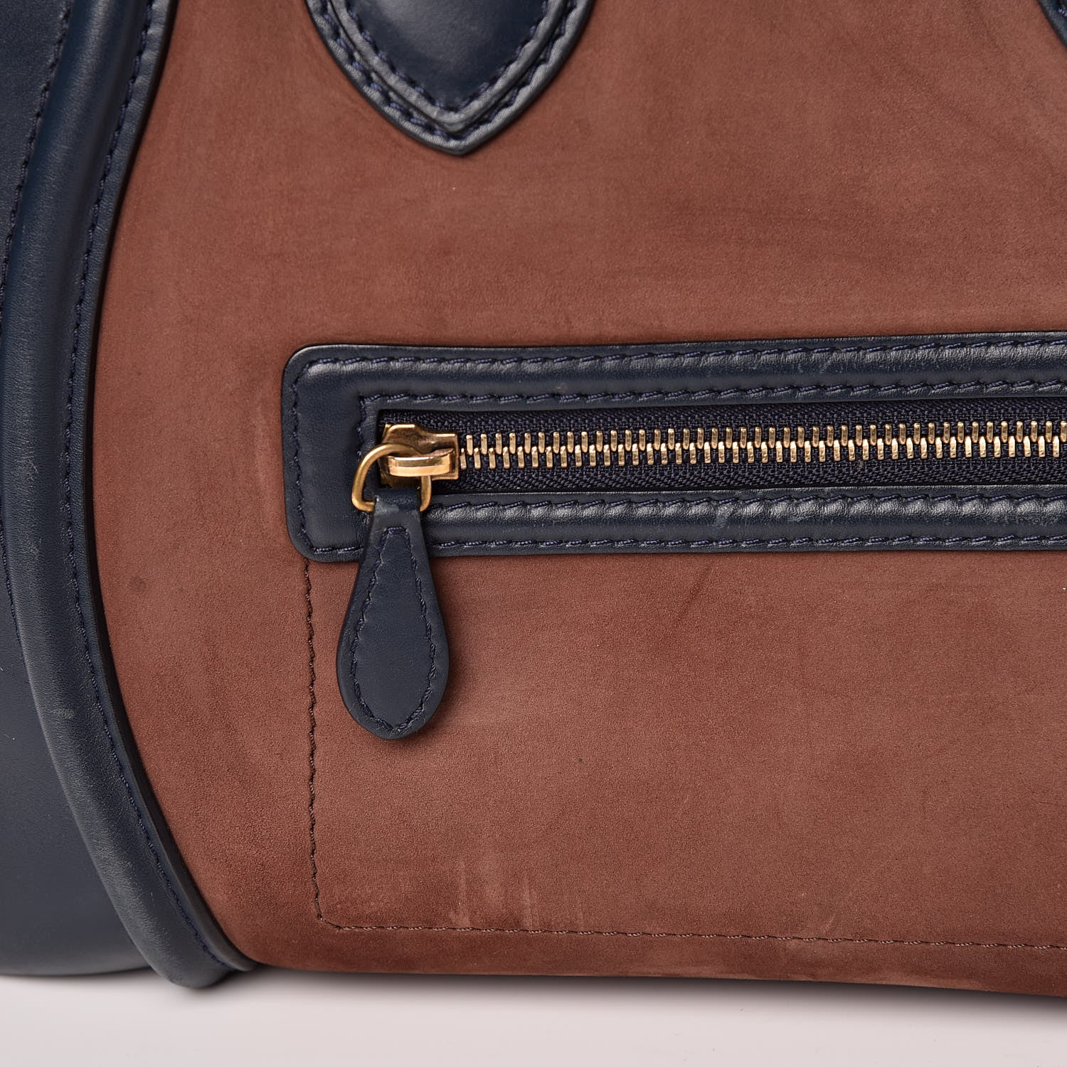 Celine Nubuck Smooth Calfskin Mini Tri-Color Luggage Marron 13 of 30