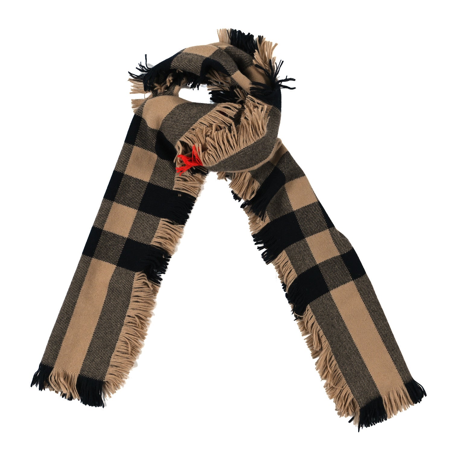 Burberry Wool Check Happy Fringe Scarf Beige 1 of 4