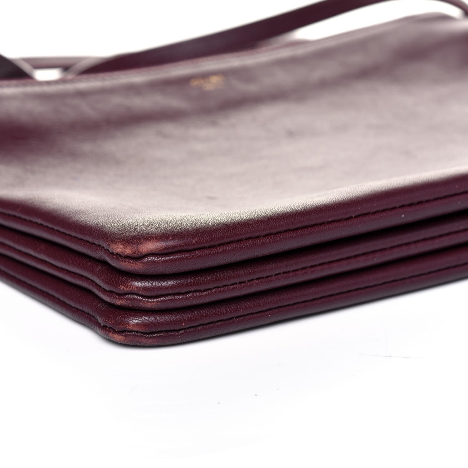 Celine Lambskin Large Trio Crossbody Bag Burgundy 9 of 21