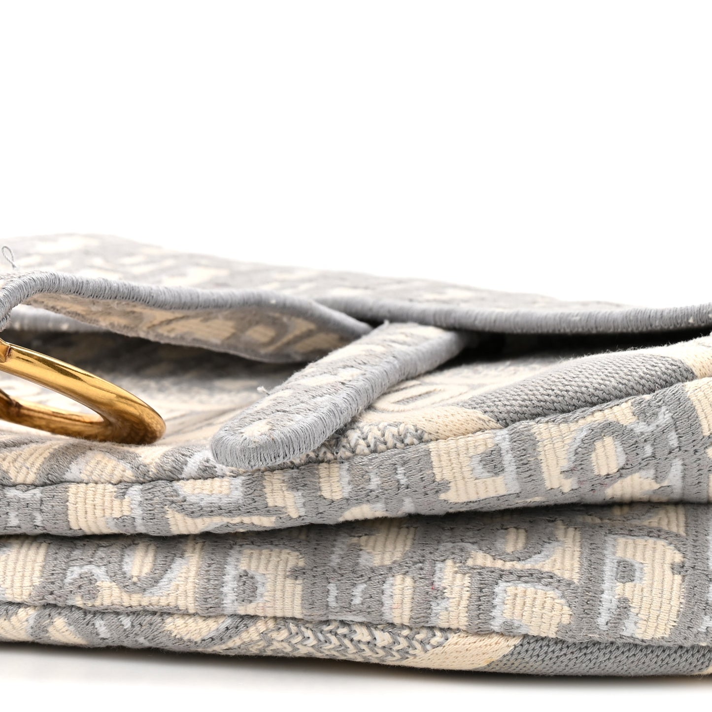 Oblique Embroidered Saddle Bag Gray