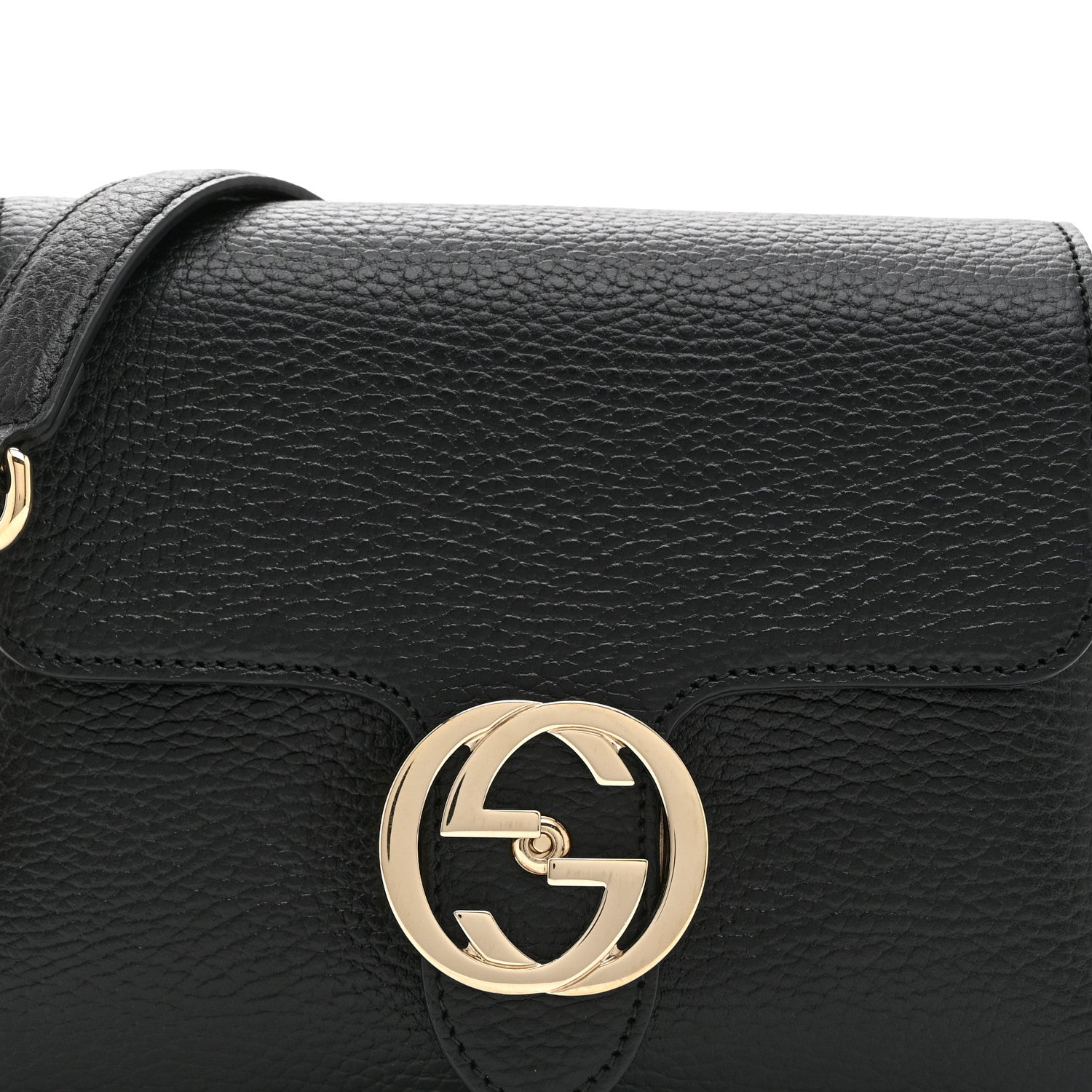 Gucci Dollar Calfskin Interlocking G Crossbody Bag Black 1757968