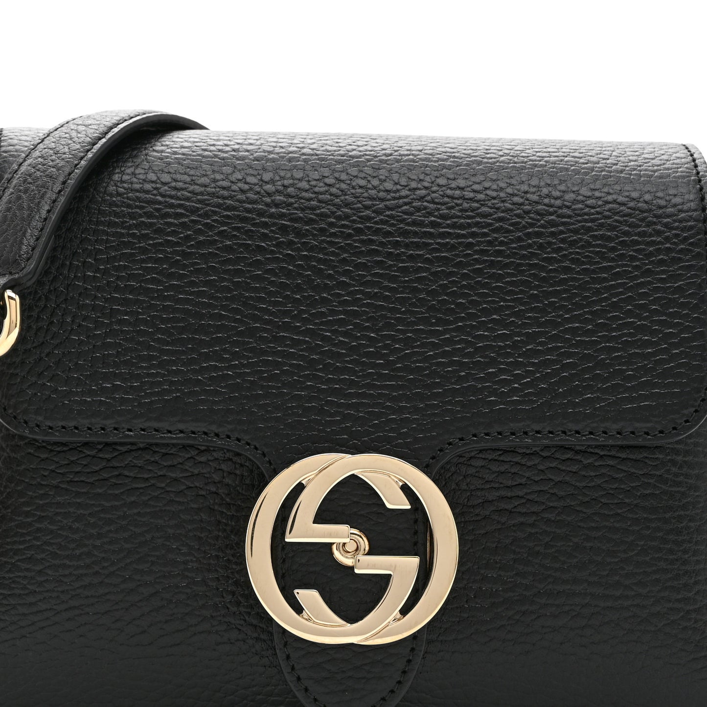 Dollar Calfskin Interlocking G Crossbody Bag Black
