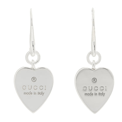 Gucci Sterling Silver Trademark Heart Drop Earrings 1 of 5