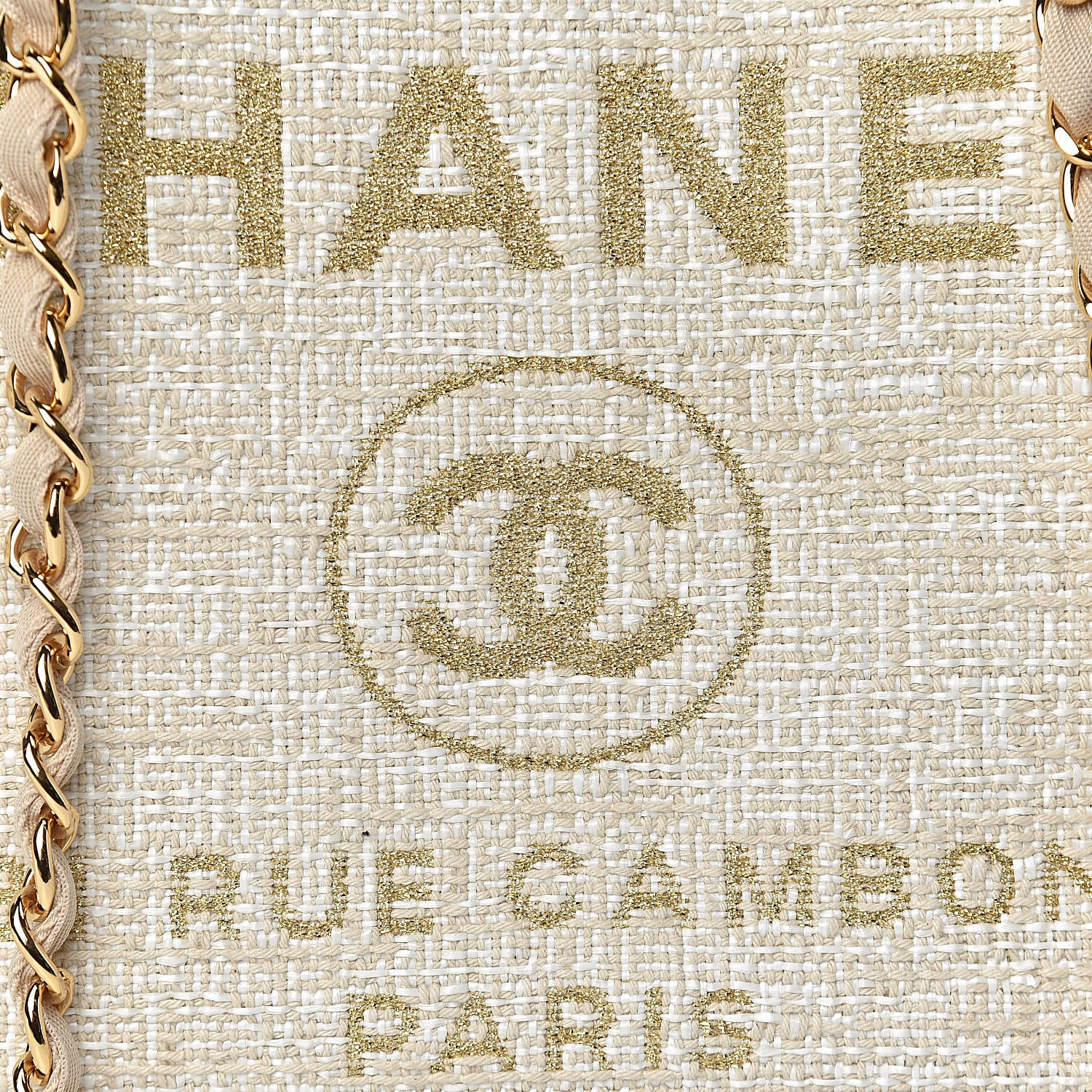 Chanel Lurex Boucle Large Deauville Tote Light Beige 10 of 10