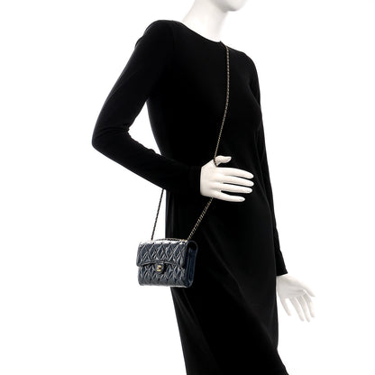 Chanel Patent Goatskin Quilted Small CC Eyelet Wallet On Chain WOC Blue 3 of 9