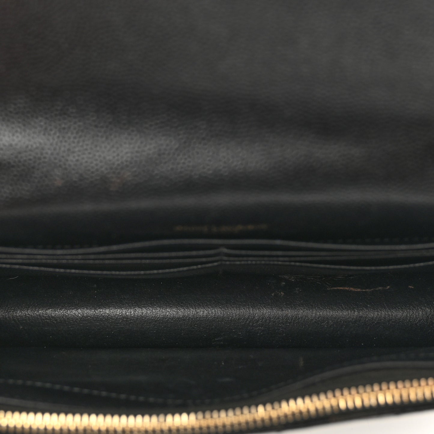 Grain De Poudre Matelasse Chevron Monogram Envelope Chain Wallet Black